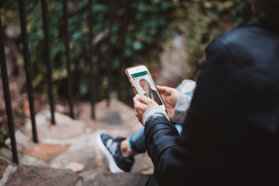 A person using online GP service, videoDoc, on a smartphone